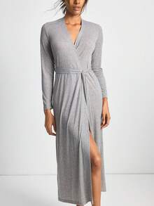 Ocili 柔软舒适的休闲宽松女士家居服睡袍 - 灰色 - 查看 4