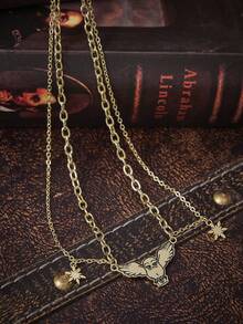 HARRY POTTER X SHEIN Dây chuyền mặt dây chuyền Hedwig, thời trang & đa năng, phiên bản giới hạn mùa đông - Vàng - Xem 1