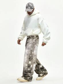 Street Life Quần jeans ống đứng in họa tiết ngôi sao dành cho nam - xanh quân đội - Xem 7