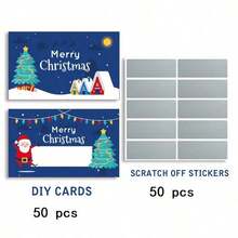 50Pcs Christmas Holiday Scratch Cards With Santa And Tree Design | DIY Holiday Gifts And Prize Tickets | Interactive Party Games For Friends And Family | Including 30 Double-Sided Printing Cards + 30 Scratch Stickers, Christmas Cards - Multicolor - View 13