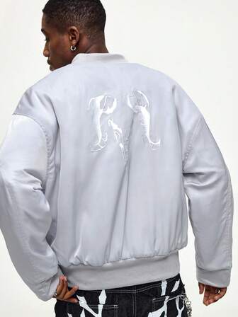 Street Life Blouson bombardier en satin pour hommes avec imprimé crâne, hiver