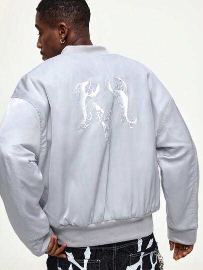 Street Life Men's Satin Bomber Jacket With Skull Print, Winter