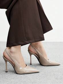 CUCCOO BIZCHIC Minimalist Solid Color Closed Toe Stiletto Heel Women Pumps For Christmas - Apricot - View 5