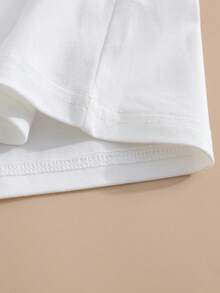 Tween Girls' Slogan & Bow Print Round Neck Short Sleeve Casual T-Shirt Summer Holiday - White - View 5