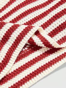 ROMWE Kawaii 可爱森系苹果图案短款宽松喇叭袖毛衣 - 紅色 - 查看 5