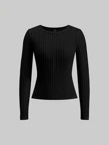 SHEIN LUNE 2 Stücke Damen Langarm Thermo-Pullover Set mit geripptem Strick - Vielseitig einsetzbar für Herbst/Winter, zum Tragen drinnen/Outdoor, Soft Girl, Vintage, Old Money Stil, Sport, Ausflüge & als Geschenk - Verschiedenfarbig - Übersicht 10