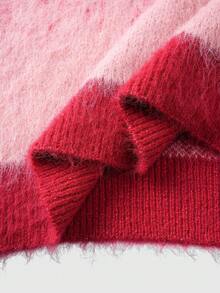 ROMWE MEN Men's Fashionable Dropped Shoulder Long Sleeve Gradient Knit Sweater - Red - View 5