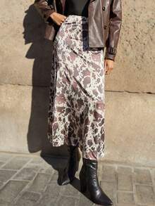 Maija Women's Elegant Fashionable Full-Print Skirt Animal Print Resort Wear Cow Print Maxi Skirt Long Skirt Printed Maxi Skirt - Brown - View 3