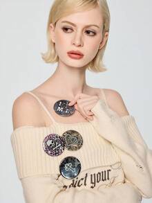 ROMWE Anime Rhinestone Cross, Skull, Bat, Leopard, Snake, Spider Web Brooch Pins, Suitable For Brazilian Carnival, Halloween, Day Of The Dead, Goth Style Accessories