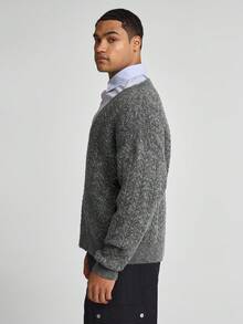 Musero Extreme V Neck Long Sleeve Oversized Drop Shoulder Knit Jumper Sweater Winter Essentials Knitwear - Dark Green - View 3