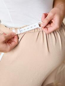 SHEIN Maternity Casual Commuting Sports Style Adjustable Waist Contrast Striped Side Split Hem Loose Wide Leg Pants Lingerie Lingerie Set Underwear Women Pajama Pajama Dress Loungewear Nightgown Robe Sleepwear Sleepwear Set Tank Top With Bra Loungewear Women Knit Pants Sweatpants Women Sleepwear Women Casual Pants Women - Apricot - View 6