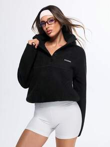 Eassivo Eassivo Áo nỉ thể thao dài tay có khóa kéo dành cho nữ - màu đen - Xem 5