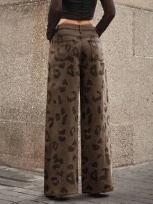 Selenza 女士时尚水钻装饰印花牛仔裤 - 棕色 - 查看 2