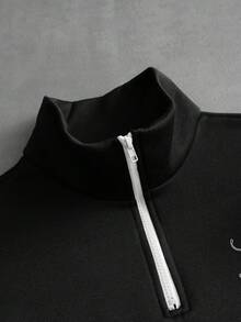 PAVTROS Men's Casual Fashion Street Daily Commute Letter Print Contrast Color Half Zip Stand Collar Sweatshirt, Autumn - Multicolor - View 8