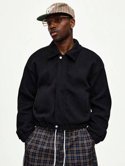 Street Life Giacca casual da uomo in stile urban, in misto lana, tinta unita, adatta per l'autunno/inverno