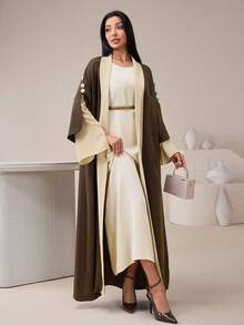 Veilorie 女士时尚优雅撞色开襟长袍 - 彩色 - 查看 4