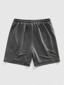 ROMWE MEN Essentials Spring/Summer Casual Graphic Men'S Casual Drawstring Harem Shorts - Black - View 2