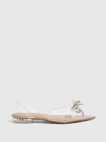 CUCCOO SZL Giày mũi nhọn đính nơ đính đá sang trọng cho nữ - Rượu sâm banh - Xem 3