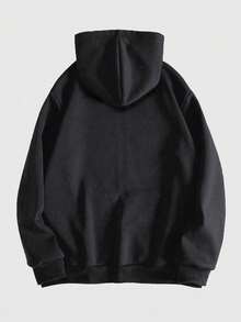 ROMWE MEN Goth 男士字母骷髅印花拉链连帽长袖卫衣 - 黑色 - 查看 2