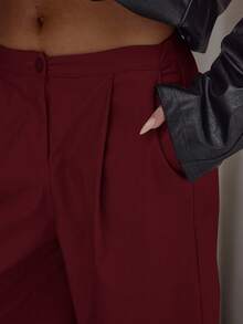 MUSERA Quần đùi dài dáng rộng cạp thấp xếp ly, thanh lịch, dễ thương, gợi cảm, phong cách đường phố, thích hợp cho buổi tối, ngày Valentine, mùa xuân, thường ngày, mùa hè. - Màu Đỏ Sâu - Xem 6