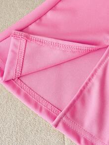 SHEIN Tween Girls' Simple Fashionable Flared Casual Solid Color Pants - Pink - View 4