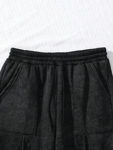 两件套少女Y2K美学超大闪亮水钻蝴蝶结装饰长袖保暖内衬宽松舒适运动裤套装，适合秋冬季日常休闲穿着、街头风、周末外出。 - 黑色 - 查看 4