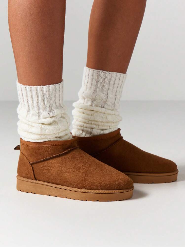 MISSGUIDED Faux Suede Ankle Boots With Bow Detail Flat Sole Winter Fall Slip On Booties