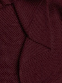 SHEIN Pregnant Women's Heart Pattern V-Neck Long Sleeve Knitted Dress, Autumn/Winter - Burgundy - View 7