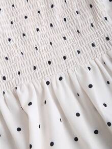 SHEIN Sweetro 女士杏色波点方领长袖衬衫，春秋季 - 杏色 - 查看 4