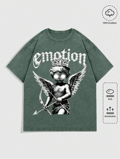 Street Life Camiseta de manga corta con gráfico de la novia cadáver lavada vintage para hombre