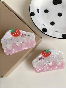 Zazumi 1个草莓蛋糕发爪夹，优雅甜美风格，高品质醋酸材质，适合日常佩戴、约会、节日送礼，多功能发饰，女士耐用发夹，可爱发爪，春夏时尚发饰 - 彩色 - 查看 3