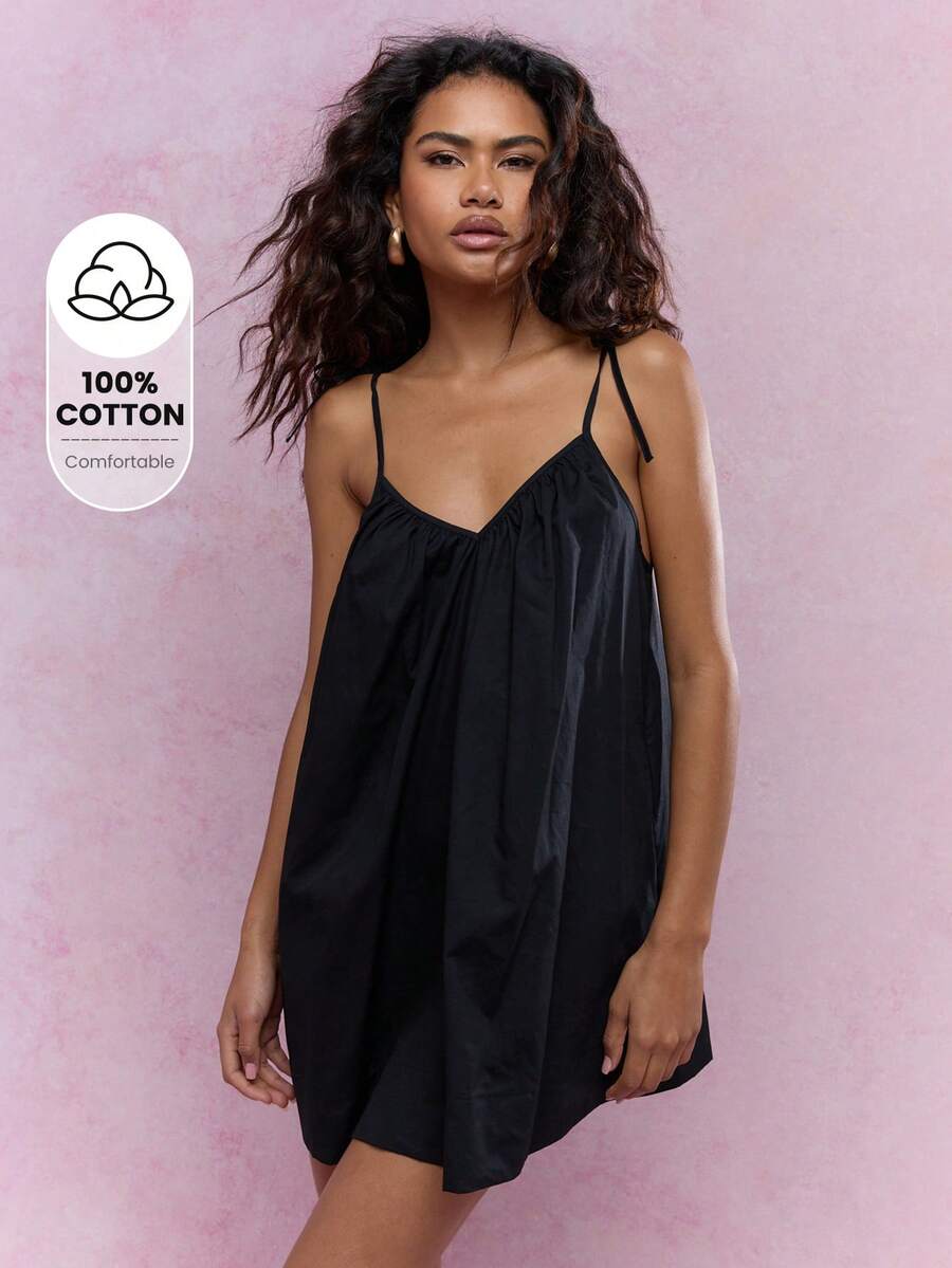 MISSGUIDED 音乐节泡泡下摆系带吊带迷你连衣裙 - 黑色 - 查看 1