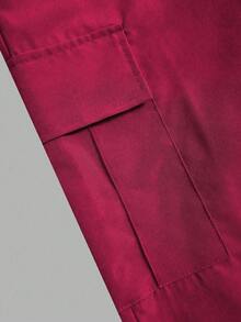 SHEIN ChillGRL Bộ 2 áo thun tay ngắn cổ tròn in họa tiết thường ngày cho bé gái tuổi teen và quần ống rộng có túi hộp, thời trang mặc hàng ngày và ngoài trời, màu xanh quân đội - Màu Hồng Tươi - Xem 8