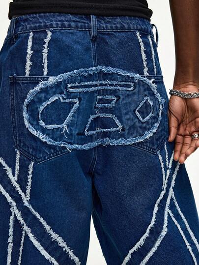 Street Life Shorts en jean bleu délavé et rapiécé pour hommes