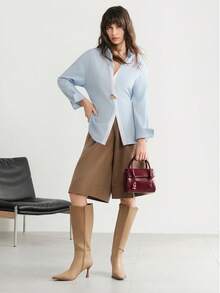 SHECARRY Túi xách vuông nhỏ thời trang nữ phong cách đại học đi làm có khóa trang trí tinh tế, thích hợp để đi làm - Đỏ - Xem 6