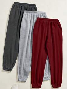 SHEIN LUNE 女士休闲抓绒连帽衫，抽绳腰带和束脚裤，撞色套装 - 彩色 - 查看 2