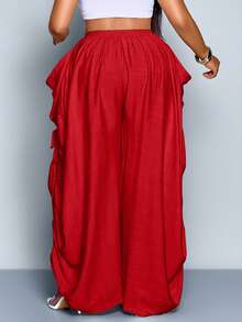 SOLERSUN بنطلون واسع الساق مريح مع رباط للمقاسات الكبيرة