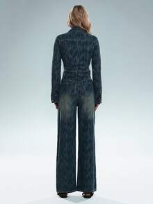 TRNVIE 女士时尚休闲Y2K复古性感牛仔连体裤 - 中等水洗藍 - 查看 2