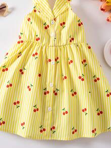 SHEIN Explorewe Girls Summer New Fashionable Polo Collar Halter Backless Waist Cinched Sweet Versatile Vacation Dress - Yellow - View 6