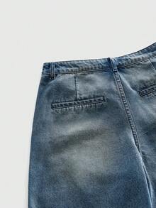 ROMWE MEN Street Life Pantalones cortos vaqueros de hombre con bolsillos, corte holgado y casual - Azul - Ver 5