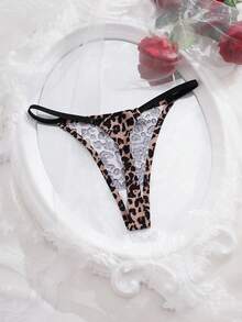 SHEIN 性感豹纹女式舒适丁字裤 - 彩色 - 查看 4