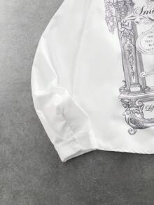 ROMWE MEN Men's Casual Long Sleeve Shirt With Religious Elements, College Style - Multicolor - View 5