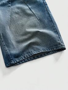 ROMWE MEN Street Life Pantalones cortos vaqueros de hombre con bolsillos, corte holgado y casual - Azul - Ver 4