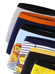 6条装男童舒适纯棉可爱狮子印花三角裤，四季皆宜