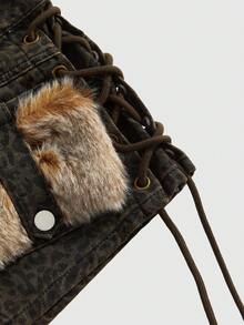 ROMWE Grunge Punk Quần short denim mềm mại chắp vá Y2K dành cho nữ, cạp cao ôm vừa vặn, ống đứng - Nhiều màu - Xem 3