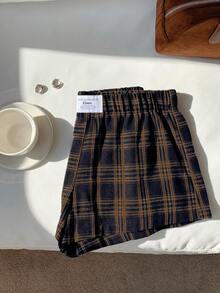 SHEIN Tween Girls Plaid Minimalist Casual Shorts - Multicolor - View 5