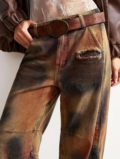 Bohemela Boho Christmas New Year Party Casual Woven Distressed Denim Loose Harem Women Pants, Winter