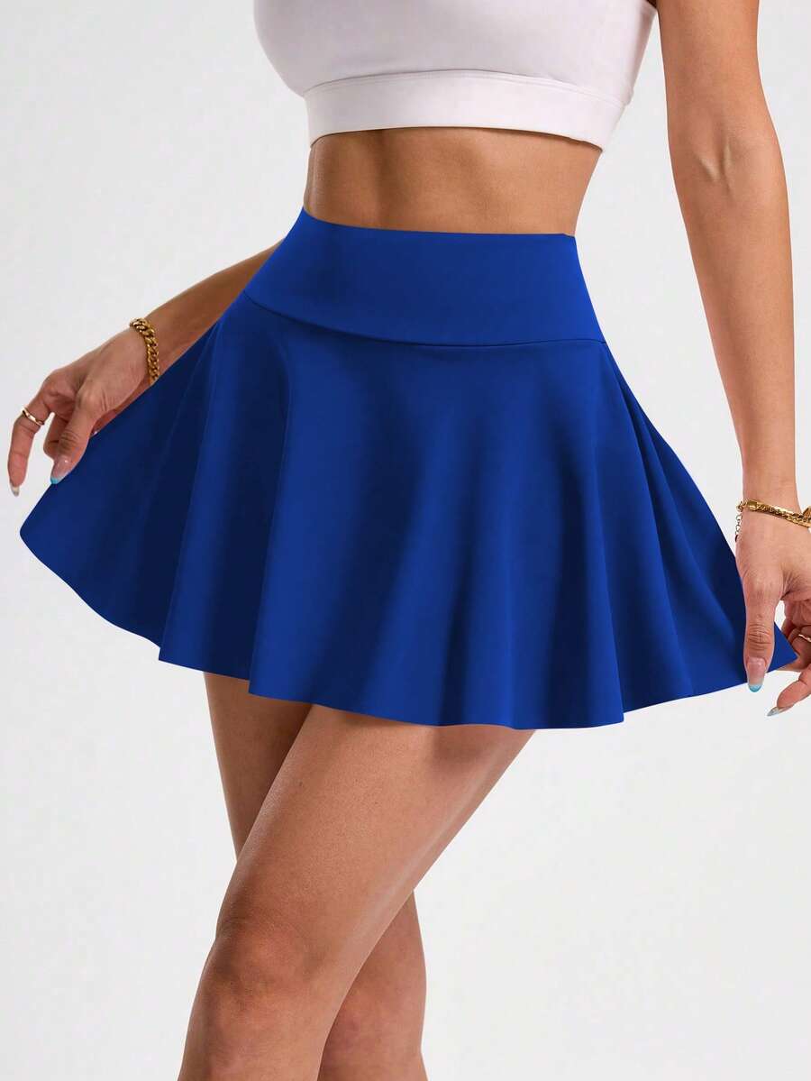 SHEIN Core Rhythm Váy nữ có túi dành cho các môn thể thao cầu lông, tennis, yoga, thể dục, chạy bộ, marathon - Xanh đậm - Xem 1