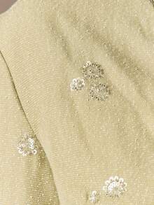 AiiRZ Đầm blazer đính sequin lấp lánh với phần vai được thiết kế cầu kỳ và hàng cúc phía trước, thích hợp cho các buổi tiệc tối. - màu xanh lá - Xem 6