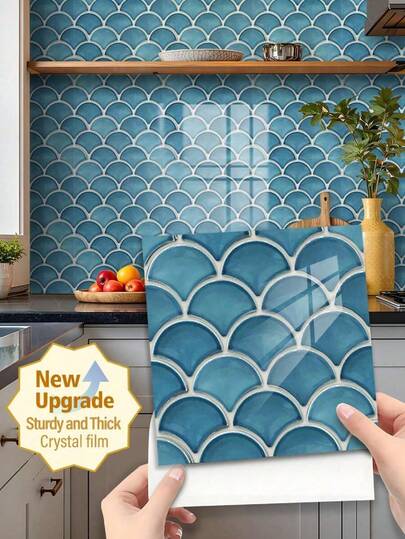 36 pièces Autocollants muraux décoratifs Rama, motif écailles de poisson rétro, effet de carrelage céramique 2D plat, décoration de cuisine lumineuse, matériau épaissi nouvellement amélioré, imperméable et résistant à l'huile, autocollants repositionnables, convient pour la décoration de la maison, articles de décoration printanière pour rafraîchir votre intérieur